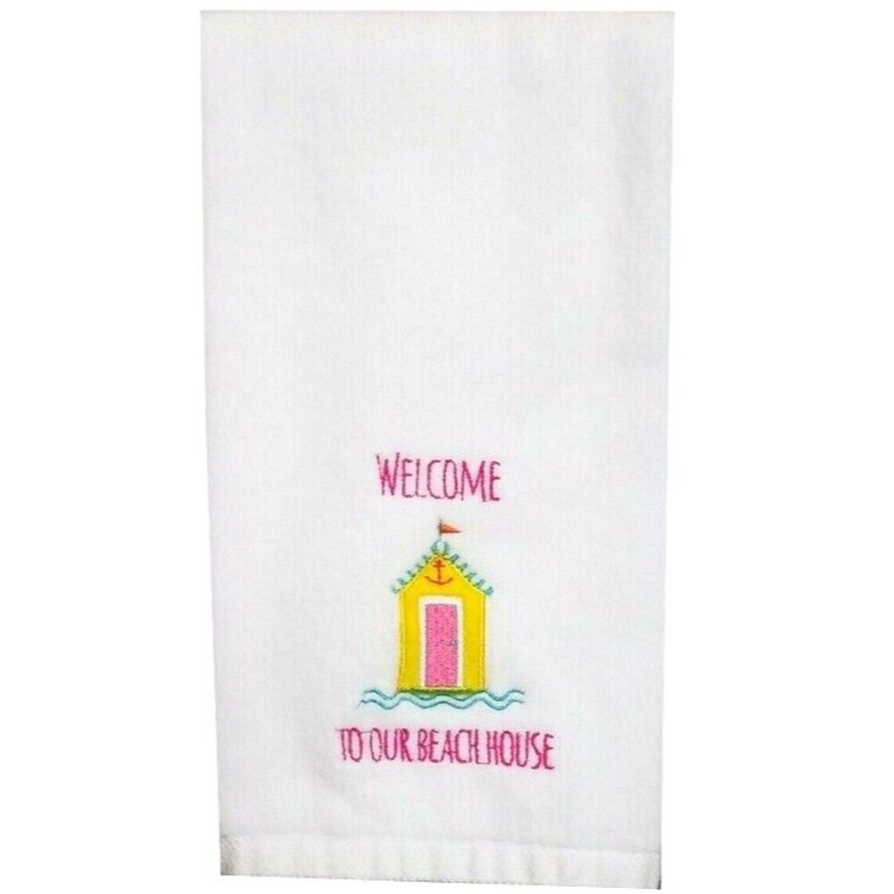 Traditions Summer Hand Towels Set of 2 Embroidered Welcome to Our Beach House